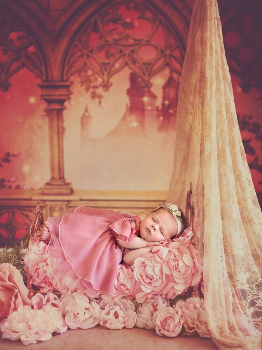 la bella durmiente sesión fotos bebés princesas